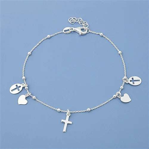 Lhb5381669 Sterling Silver Cross Heart Bracelet