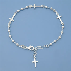 Lhb5381779 Sterling Silver Bracelet Rosary Cross