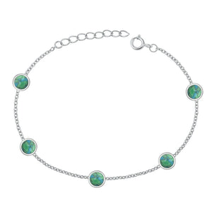 Lhb5382689 Sterling Silver Bracelet Round Real Turquoise Stone