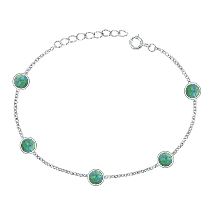Lhb5382689 Sterling Silver Bracelet Round Real Turquoise Stone