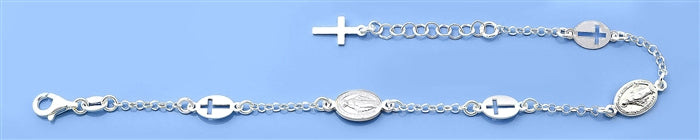 Lhb5383109 Sterling Silver Bracelet Cross & Virgin Mary