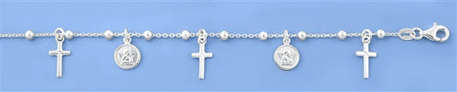 Lhb5383409 Sterling Silver Cross & Angle Bracelet