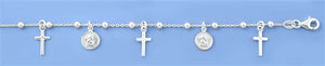 Lhb5383409 Sterling Silver Cross & Angle Bracelet