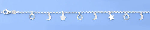 Lhb5384459 Sterling Silver Charm Bracelet Sun Moon & Stars