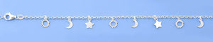 Lhb5384459 Sterling Silver Charm Bracelet Sun Moon & Stars