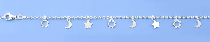 Lhb5384459 Sterling Silver Charm Bracelet Sun Moon & Stars