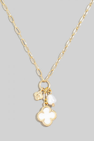 Lhn9589 Fashion Necklace White Clover Charm