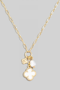 Lhn9589 Fashion Necklace White Clover Charm