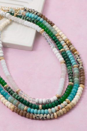 Lhn61889 Fashion Necklace Semi Precious Brown/Green/Turquoise/white