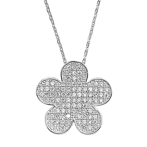 Lhn7108159 Sterling Silver Necklace Clover Cz