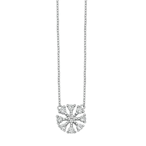Lhn7109639 Sterling Silver Necklace Flower Cz