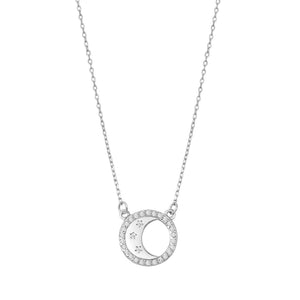 Lhn7109779 Sterling Silver Moon & Stars Necklace