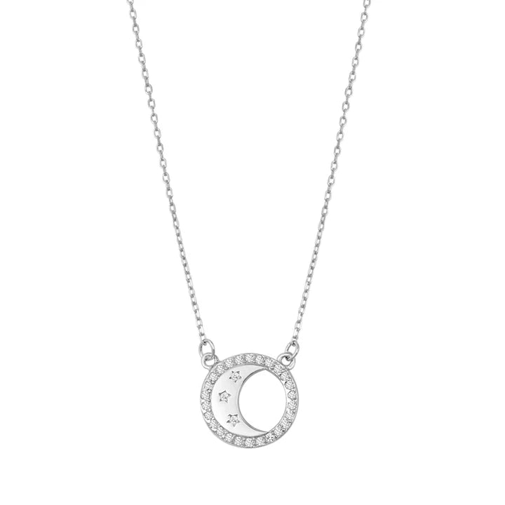 Lhn7109779 Sterling Silver Moon & Stars Necklace