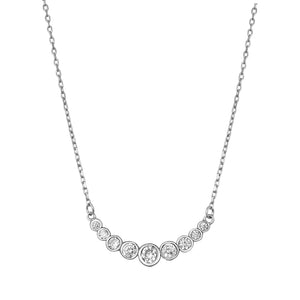 Lhn7109789 Sterling Silver Necklace Bezel Cz Stones