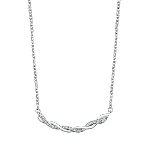 Lhn7109849 Sterling Silver Necklace Twisted Bar Cz