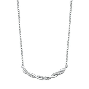 Lhn7109849 Sterling Silver Necklace Twisted Bar Cz