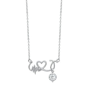 Lhn7109909 Sterling Silver Heart Beat & Cz Stone