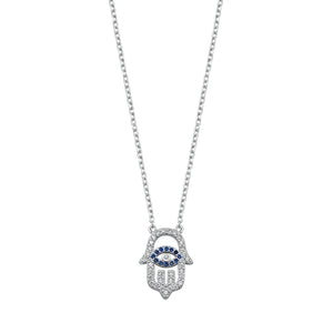 Lhn7111929 Sterling Silver Cz Hamsa Necklace