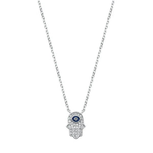 Lhn7112189 Sterling Silver Cz Hamsa Necklace