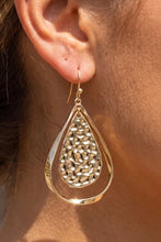 Load image into Gallery viewer, Lhe729859 Fashion Gold Tear Drop Hammered Earring Gold/Silver