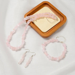 Lhset228 Real Stone Set Rose Quartz *Minimum 2 sets any Stone