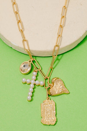 Lhn76589 Fashion Necklace Charm Cross Heart
