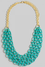 Load image into Gallery viewer, Lhn820029 Fashion Necklace Multi Acrylic Strands 3 Colors Turquoise Brown Clear
