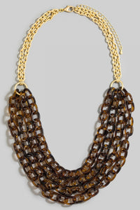 Lhn820029 Fashion Necklace Multi Acrylic Strands 3 Colors Turquoise Brown Clear