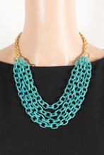 Load image into Gallery viewer, Lhn820029 Fashion Necklace Multi Acrylic Strands 3 Colors Turquoise Brown Clear