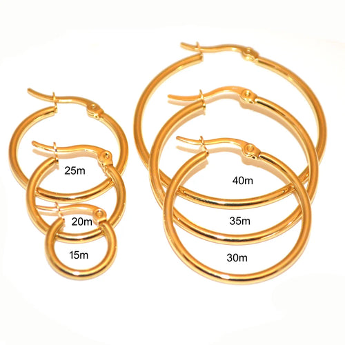 Lhe83-3489 Stainless Steel Hoops  Gold Plating IP Variety Sizes & Price Minimum Purchase 10