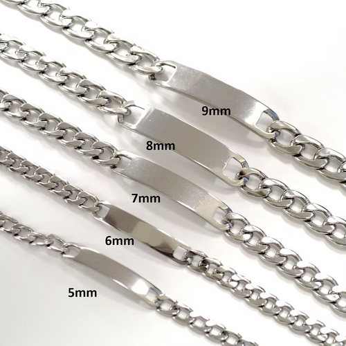 Lhbss84-1245 Stainless Steel Id Bracelet Minimum Purchase 5pcs Assorted 5-9mm