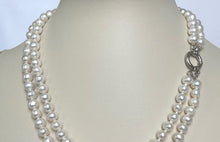 Load image into Gallery viewer, Lhns139 Real Cultured Pearl Necklace Double Strand 7mm