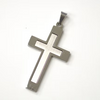 Lhssp86-3280 Sterling Silver Cross Silver on Grey + Chain