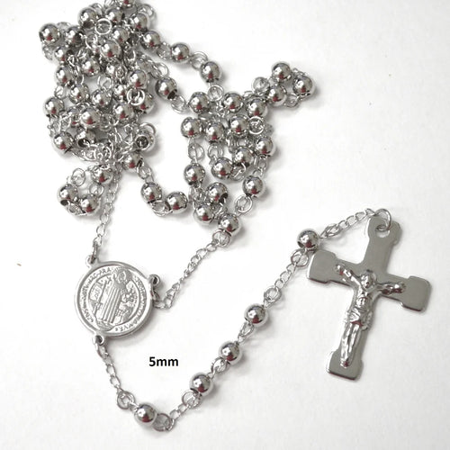 Lhn87-34S-5 Stainless Steel Rosary San Beneto Center 26