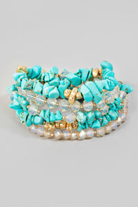 Lhb94893 Fashion Bracelet Multi Beaded Chips 5 Available Colors