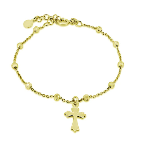 Lhb90001G Sterling Silver Gold Plated Cross Bracelet