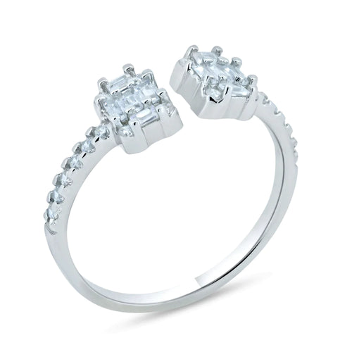 Lhr900365 Sterling Silver Ring Open Design Cz Stones