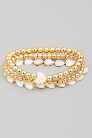 Lhb90065 Fashion Bracelet Pearl Hearts and Double Gold Beads OUT OF STOCK!!!