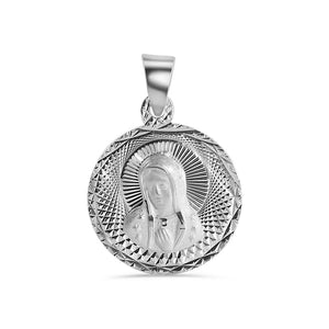 Lhp038 Sterling Silver Pendant Virgin  Mary Medallian 18'' Chain