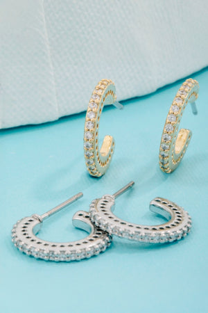 Lhe90729 Fashion Hoop Cz Earring Silver or Gold