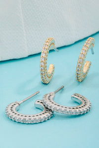Lhe90729 Fashion Hoop Cz Earring Silver or Gold