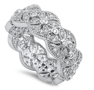 Lhr9103633 Sterling Silver Ring Wide Cz Band