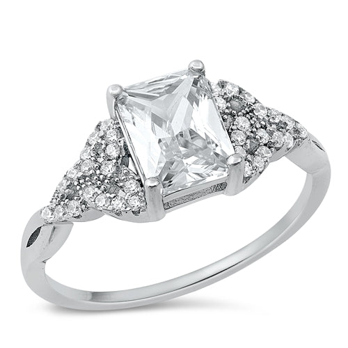 Lhr1070889 Sterling Silver Ring Rectangle Cz Stone