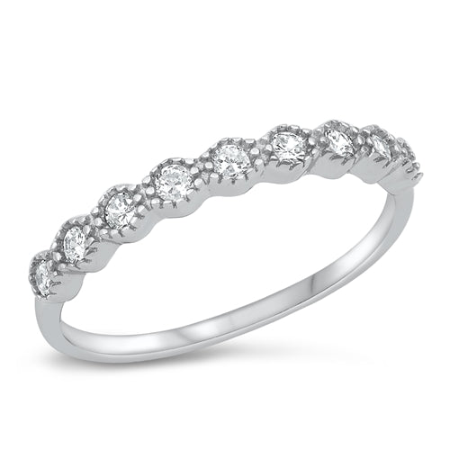 Lhr1071629 Sterling Silver Ring Band Cz