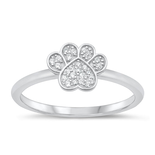 Lhr9107346 Sterling Silver Paw Ring Cz