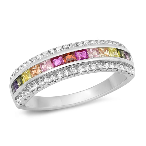 Lhr9107395 Sterling Silver Ring Multi Color Pastels