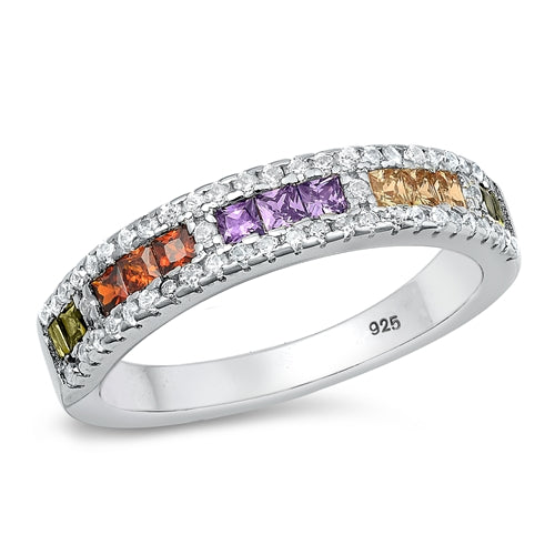 Lhr9107401 Sterling Silver Ring Multi Color Cz