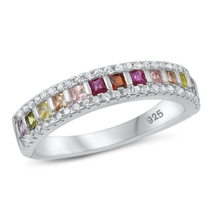 Lhr9107409 Sterling Silver Ring Multi Color Cz