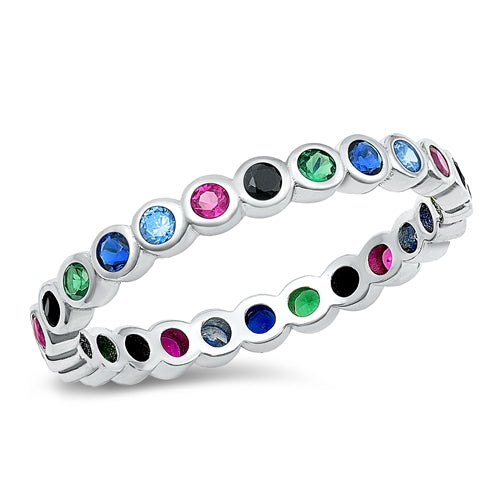 Lhr9107416 Sterling Silver Ring Multi Color Cz