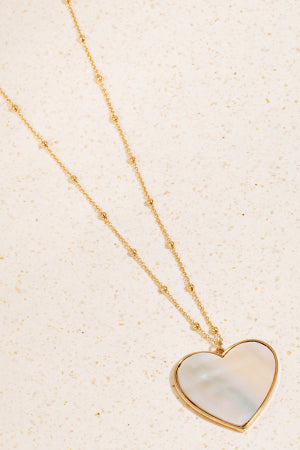 Lhn91299 Fashion Necklace Heart Mother of Pearl Long Chain 30''